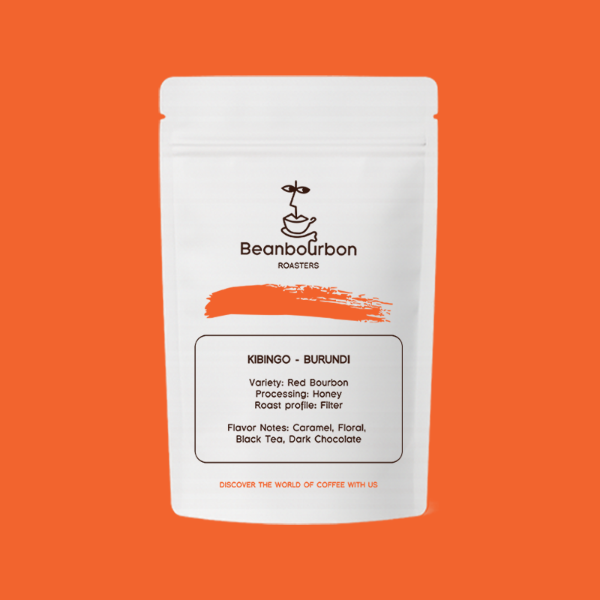 Beanburbon coffee package on an orange background